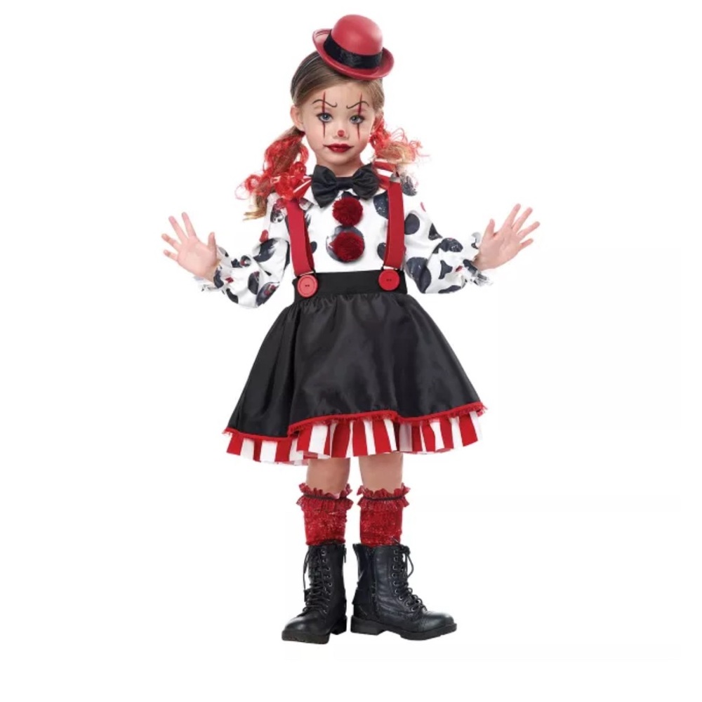 Toddler Kids Clown Costume - Red and Black 3T-4T